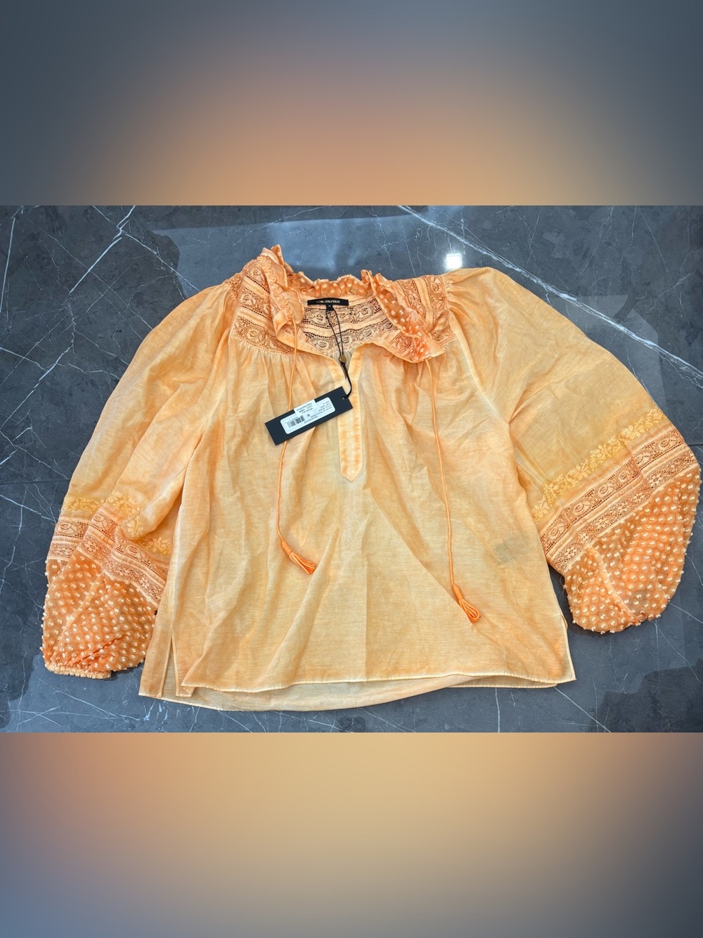 NWT Kobi Halperin Teagan Silk Blouse Peach Cream Medium Boho Indie Coachella